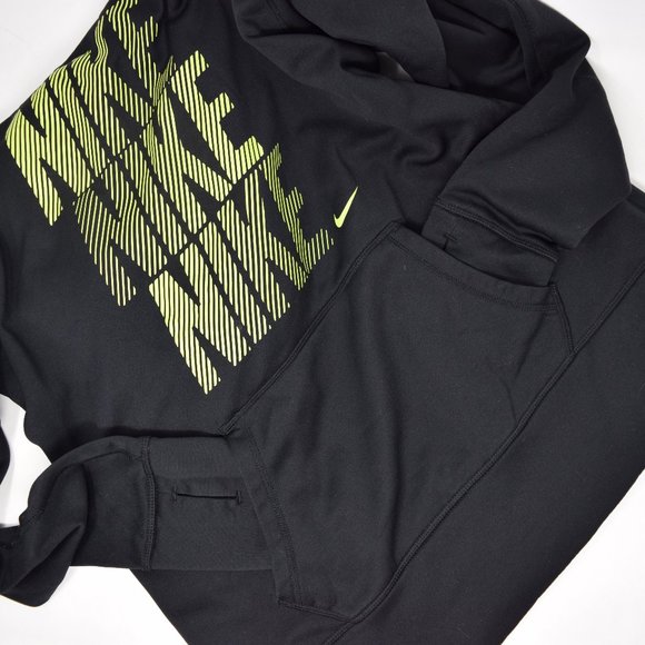 Nike Hoodie Women Large Spellout Thumb Holes Therma Fit Pocket Pullover Sporty - Picture 5 of 10